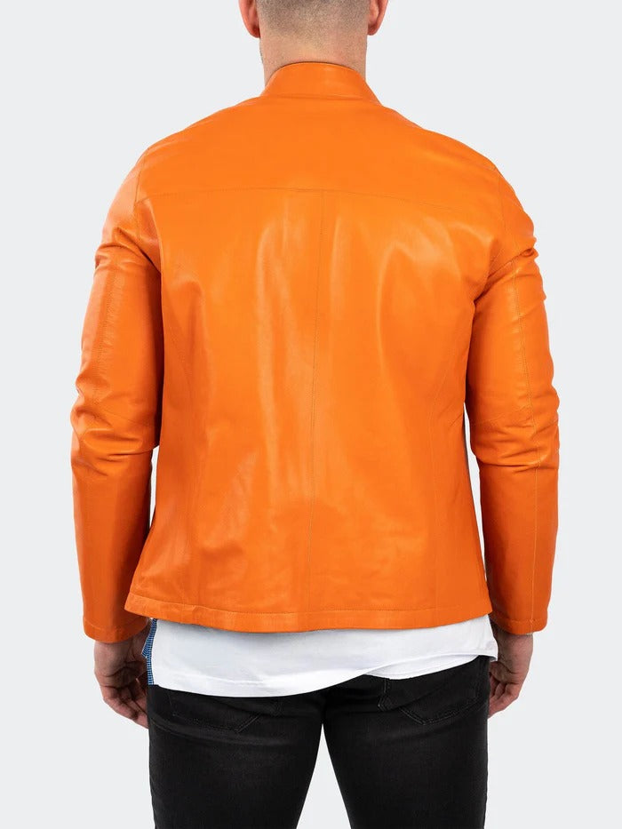 Maceoo Jacket | Leather ReverseBlack Orange