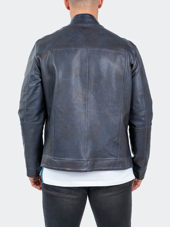 Maceoo Jacket | Leather ReverseMidnight Navy