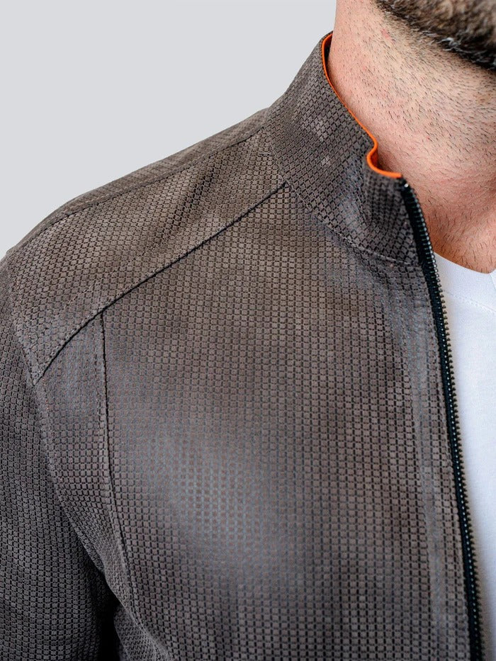 Maceoo Jacket | Leather Suededouble Grey