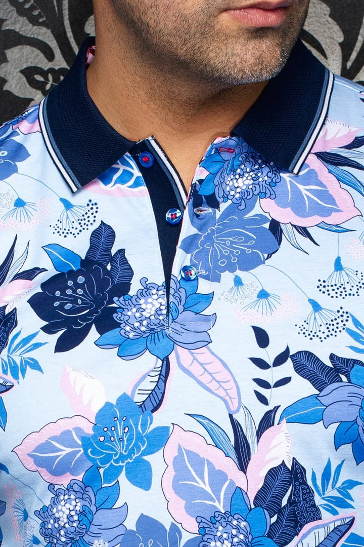 Au Noir Stretch Short-Sleeve Polo | Hiva Light Blue