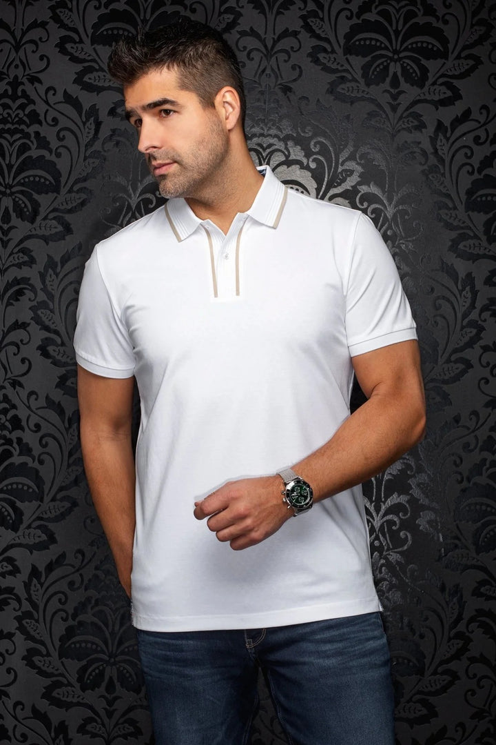 Au Noir Stretch Short-Sleeve Polo | Kaan White