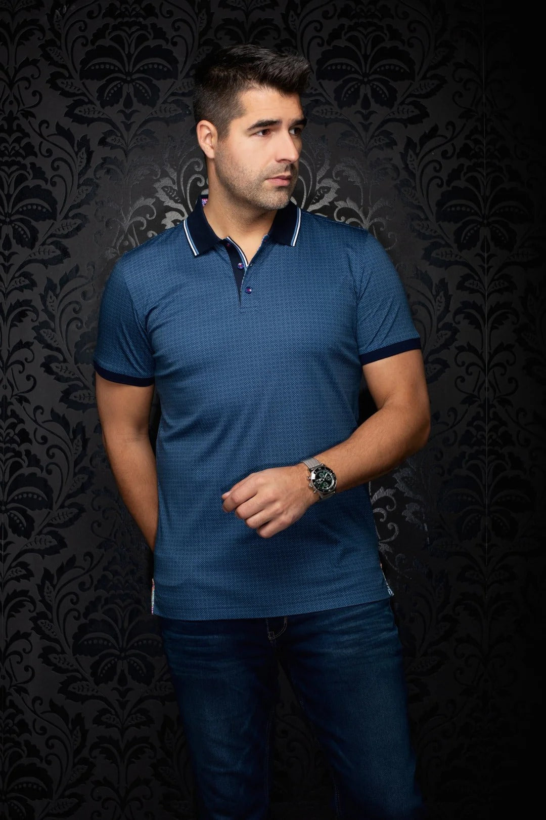 Au Noir Stretch Short-Sleeve Polo | Seacliff Navy
