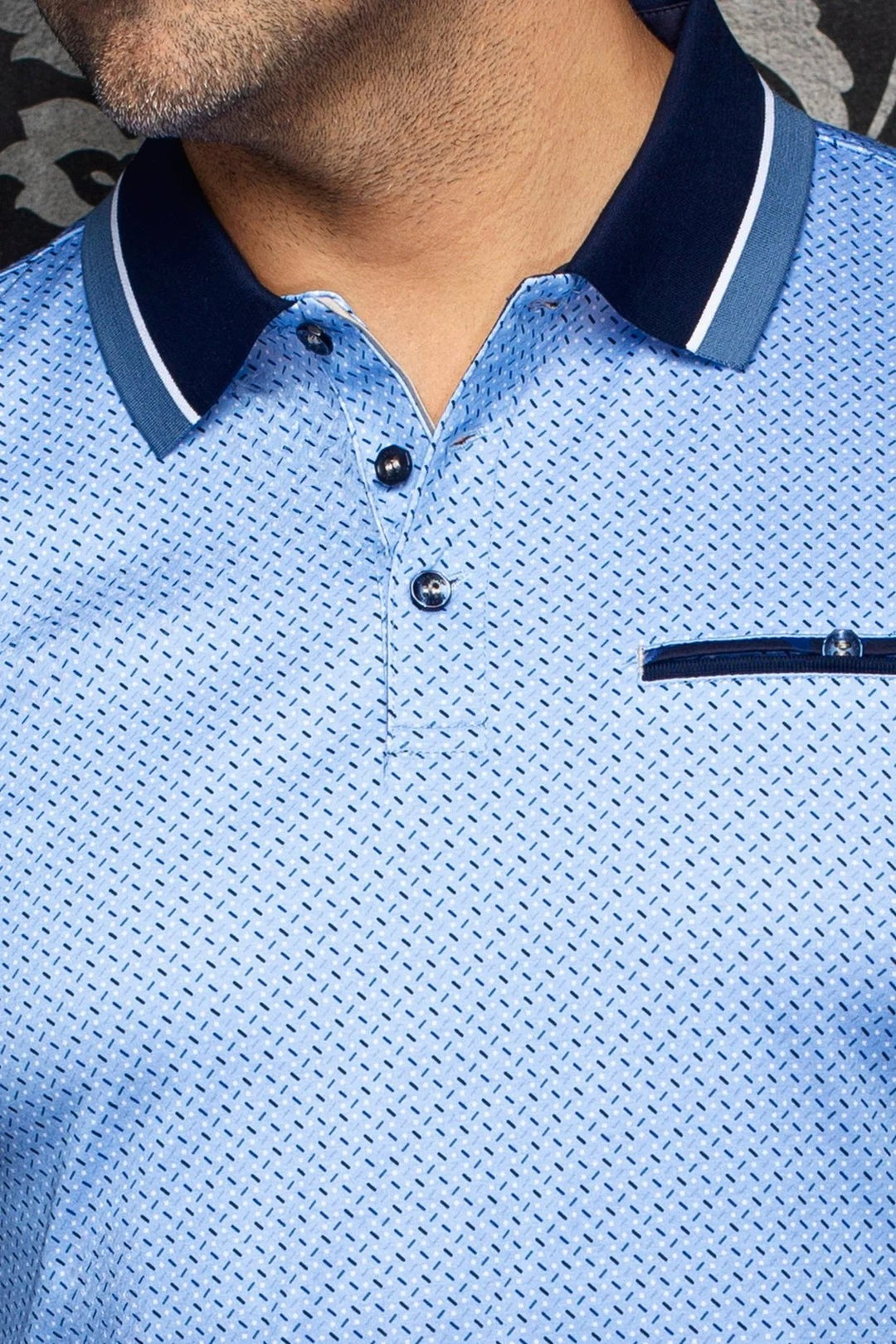 Au Noir Stretch Short-Sleeve Polo | Westbrook Light Blue