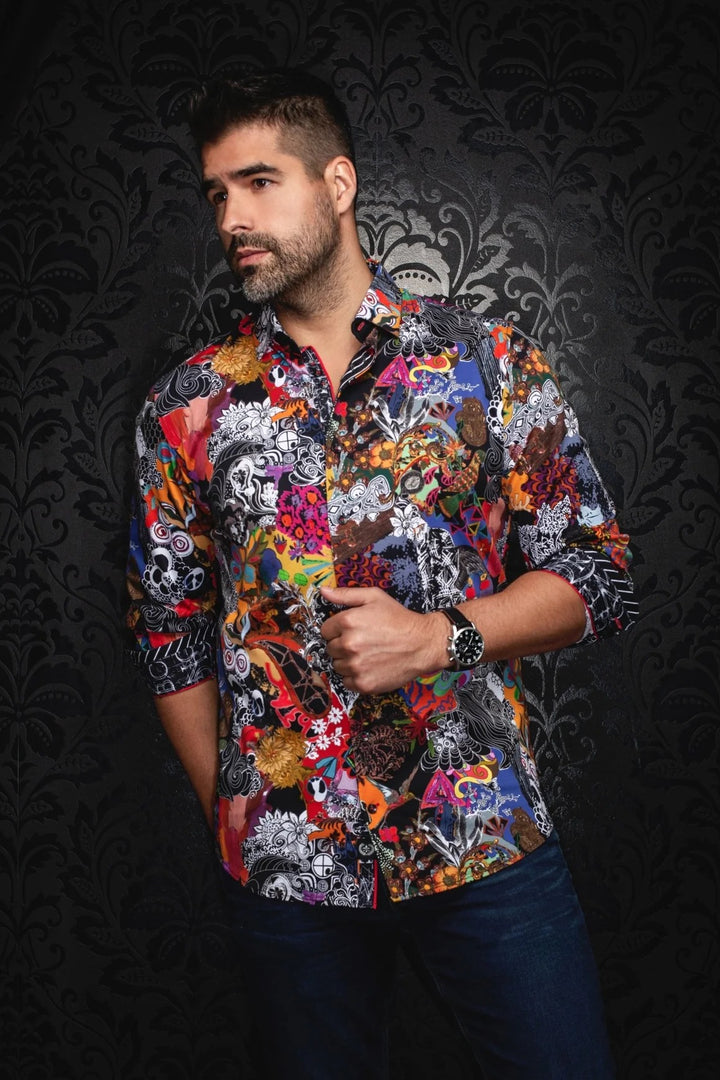 Au Noir Stretch Shirt | Balzar Black Multi