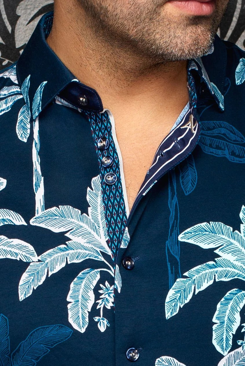 Au Noir Stretch Short Sleeve Shirt | Azure Navy