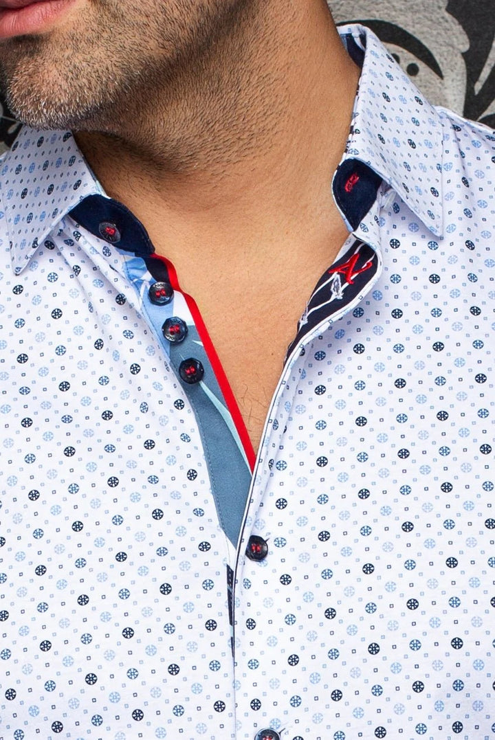 Au Noir Stretch Short Sleeve Shirt | Patmos White Light Blue