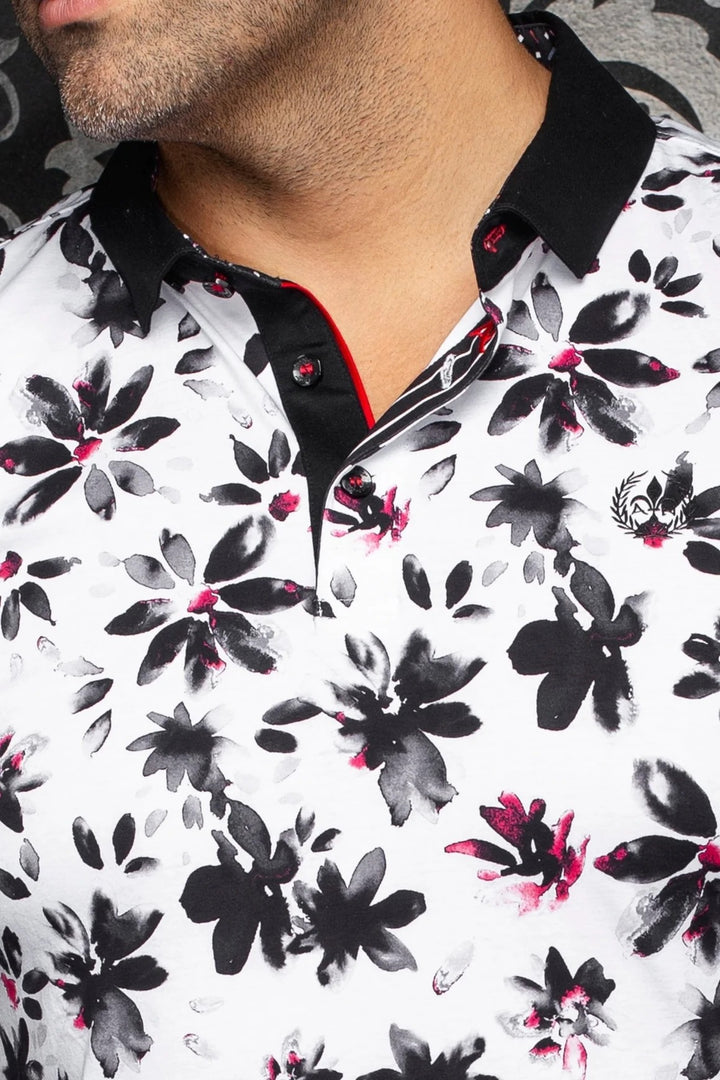 Au Noir Stretch Short-Sleeve Polo | Canteras White Black