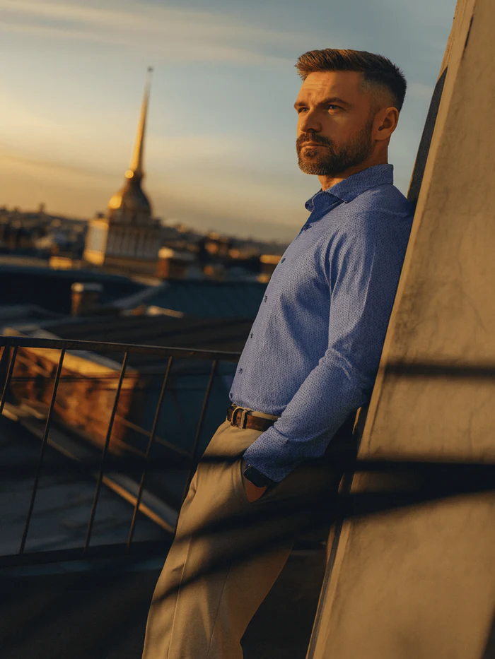 Maceoo Stretch Shirt | Eins Ascension0021 Blue