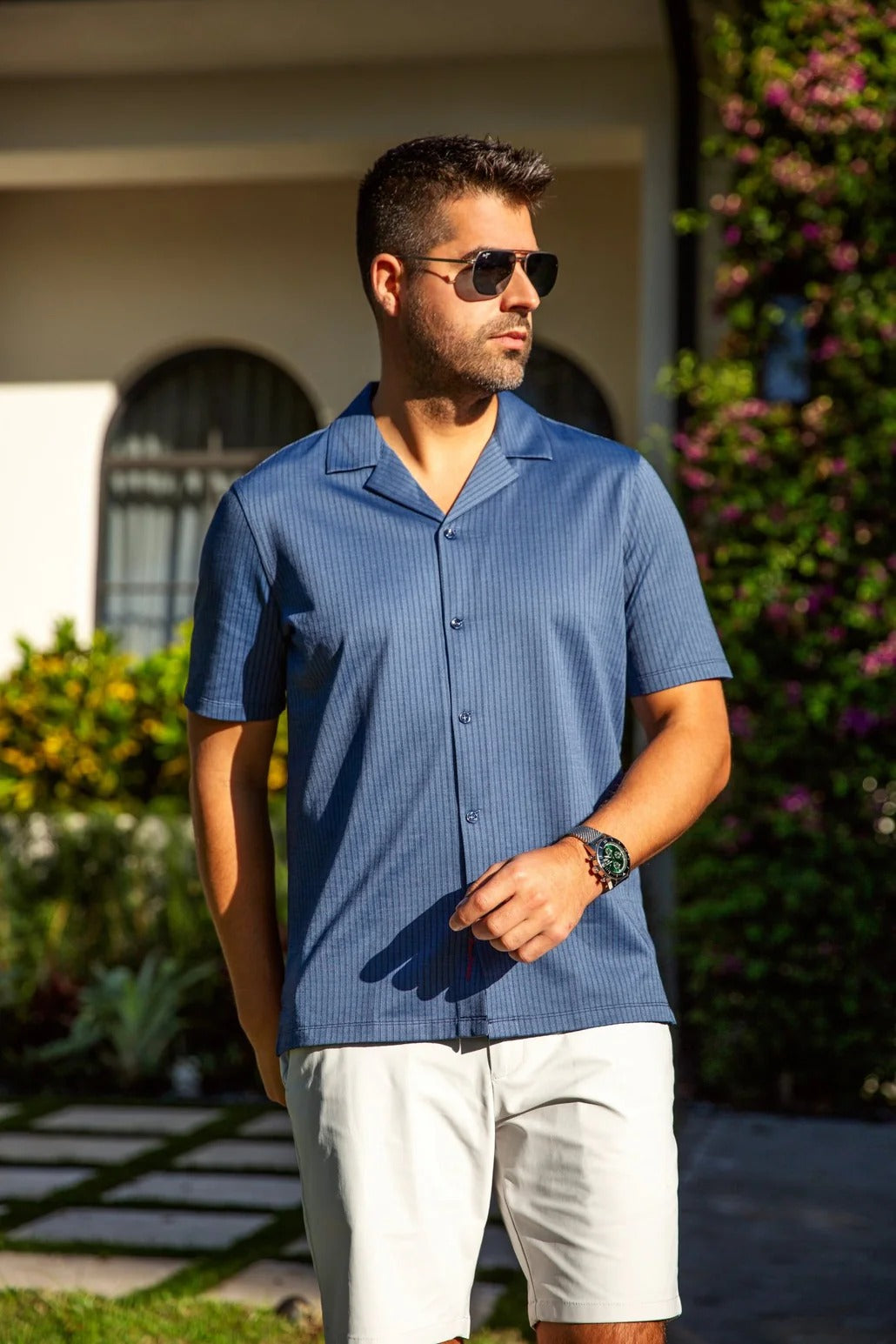 Au Noir Stretch Short Sleeve Shirt Flat Collar | Dryscape Navy
