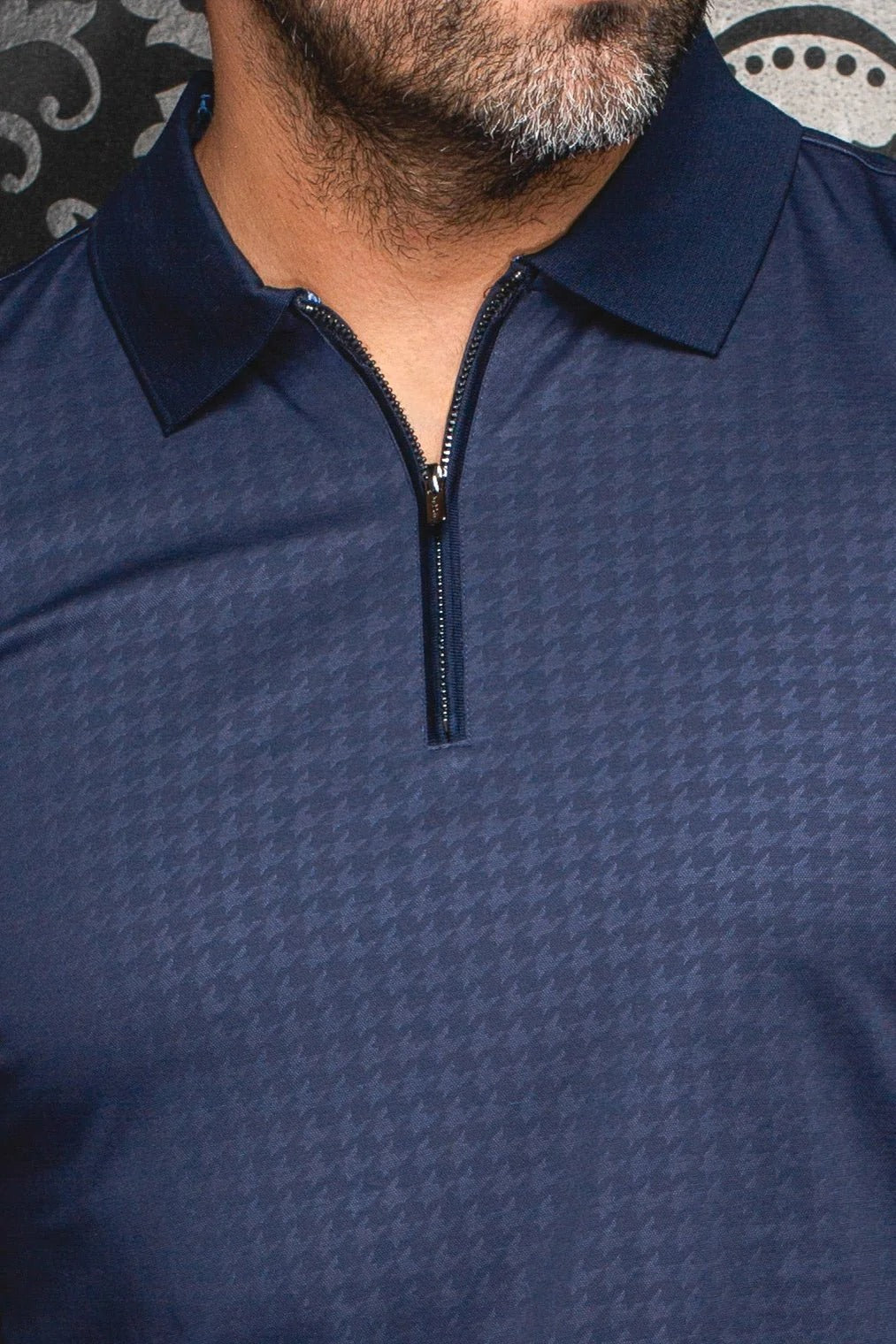 Au Noir Stretch Long-Sleeve Polos | Bentley Navy