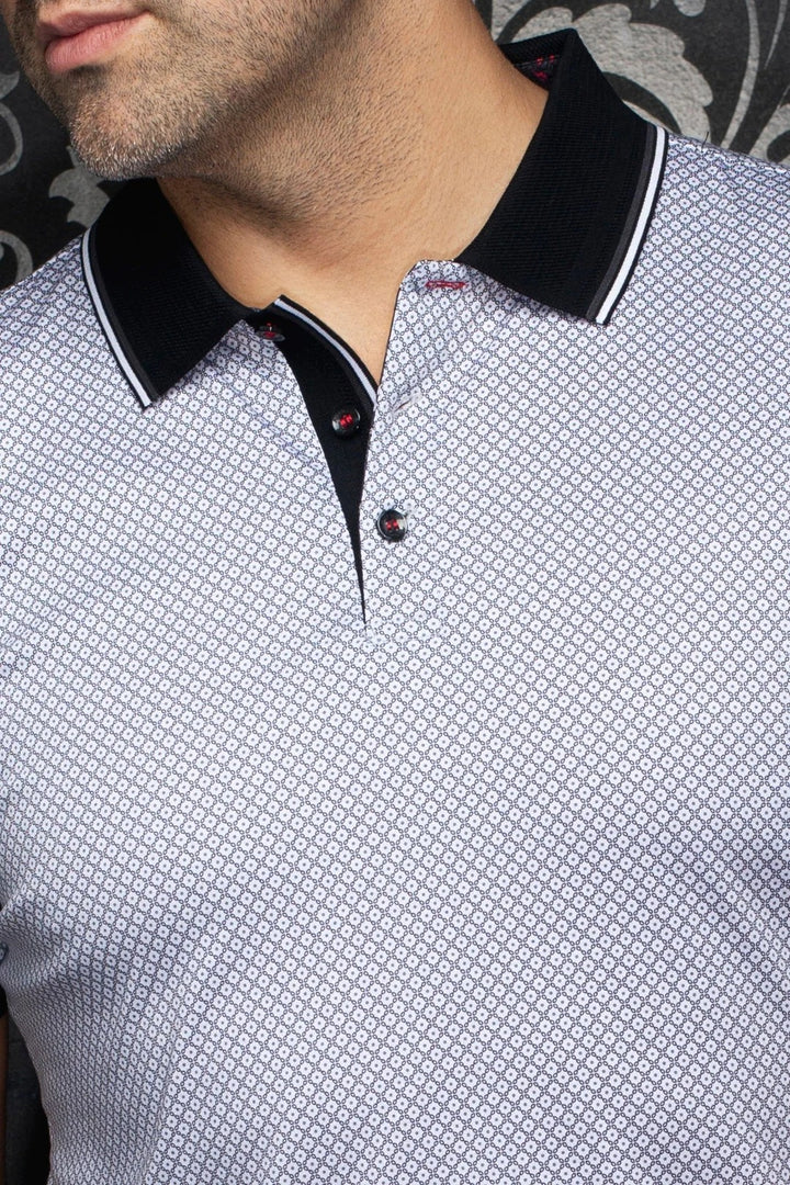 Au Noir Stretch Short-Sleeve Polo | Seacliff White Black