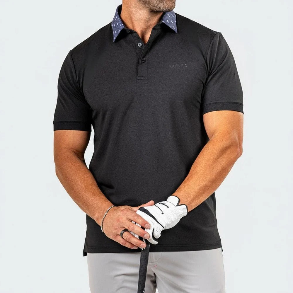 Maceoo Stretch Short-Sleeve Polos | Golf Polo Marthyr0021 Black