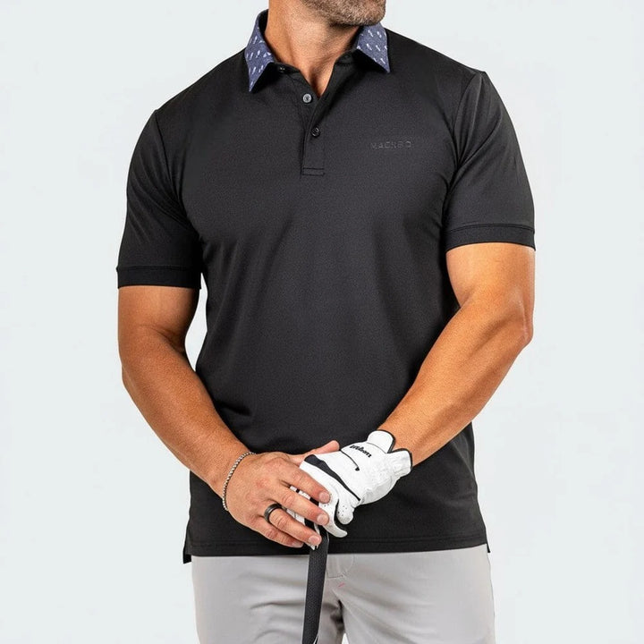 Maceoo Stretch Short-Sleeve Polos | Golf Polo Marthyr0021 Black