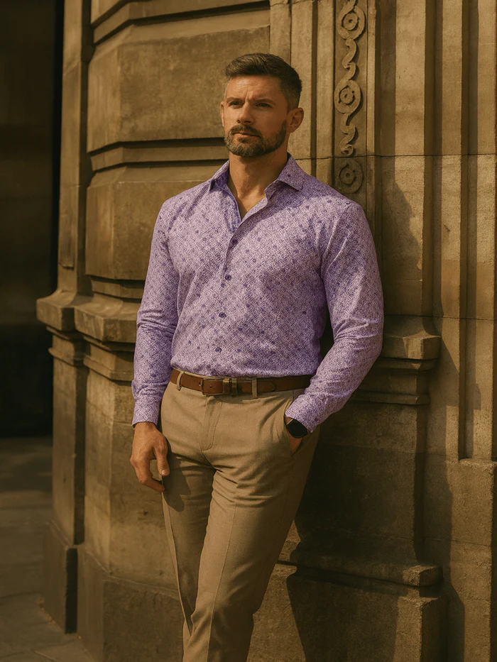 Maceoo Stretch Shirt | Eins Ascension0057 Purple