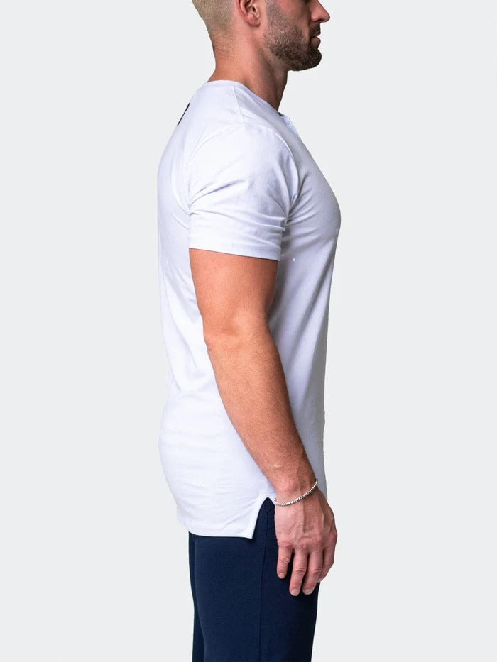 Maceoo Stretch Short-Sleeve Tshirts | Henley Core White
