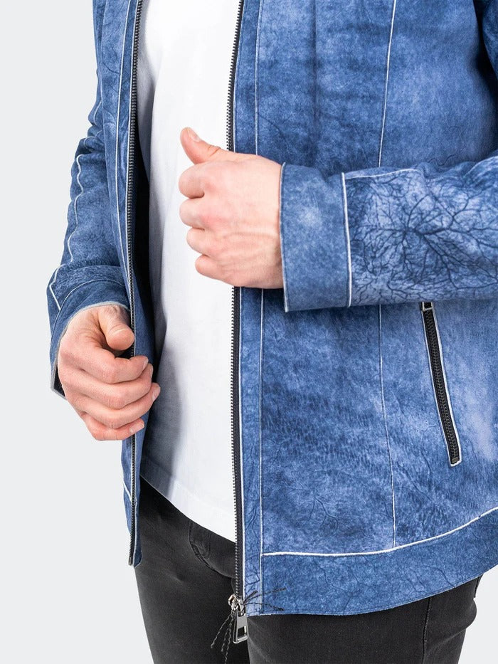 Maceoo Jacket | Leather SuedeIce Blue