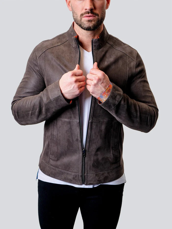 Maceoo Jacket | Leather Suededouble Grey