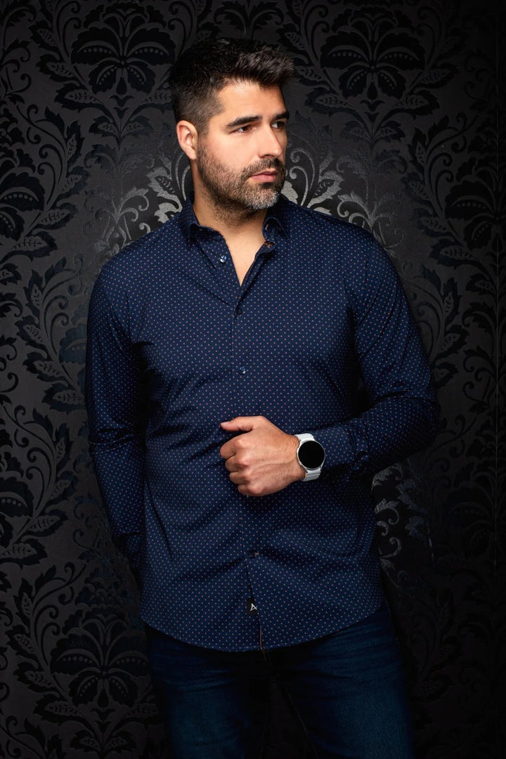 Au Noir Stretch Shirt | Alexander-Fan Navy Tobacco