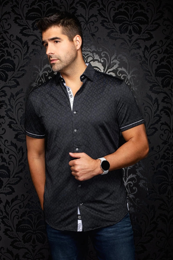 Au Noir Stretch Short Sleeve Shirt | Atacama Black