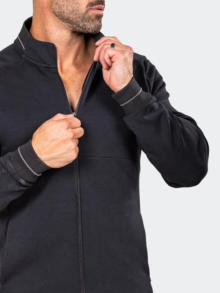 Maceoo Athletic Wear | Marthyr Black Zip Sweater