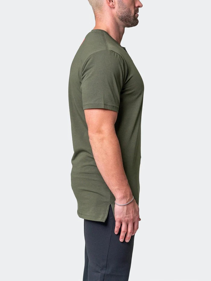Maceoo Stretch Short-Sleeve Tshirts | Henley Core Green