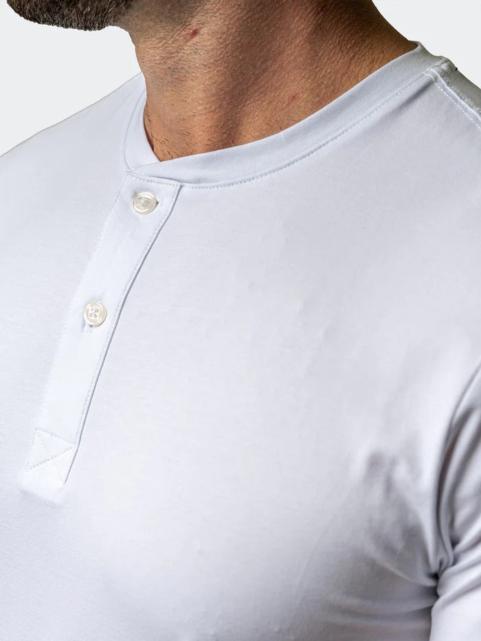 Maceoo Stretch Short-Sleeve Tshirts | Henley Core White
