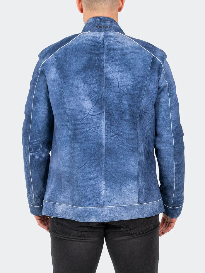 Maceoo Jacket | Leather SuedeIce Blue