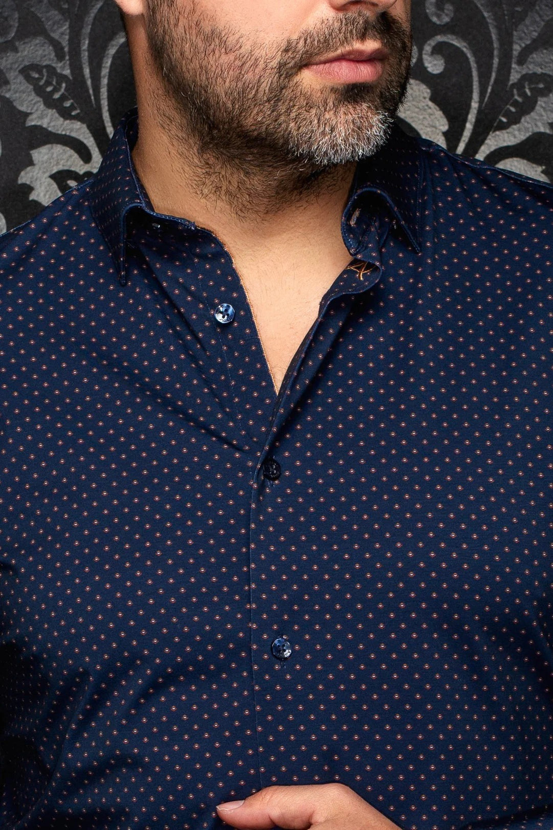 Au Noir Stretch Shirt | Alexander-Fan Navy Tobacco