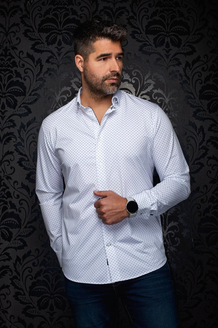 Au Noir Stretch Shirt | Alexander-Fan White and Light Blue
