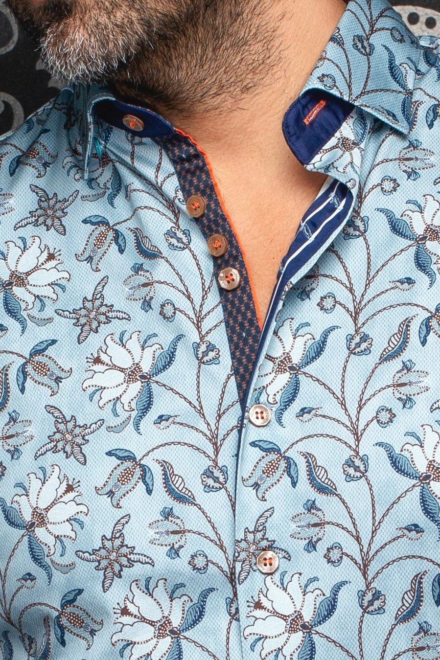 Au Noir Stretch Shirt | Harrington Steel Blue