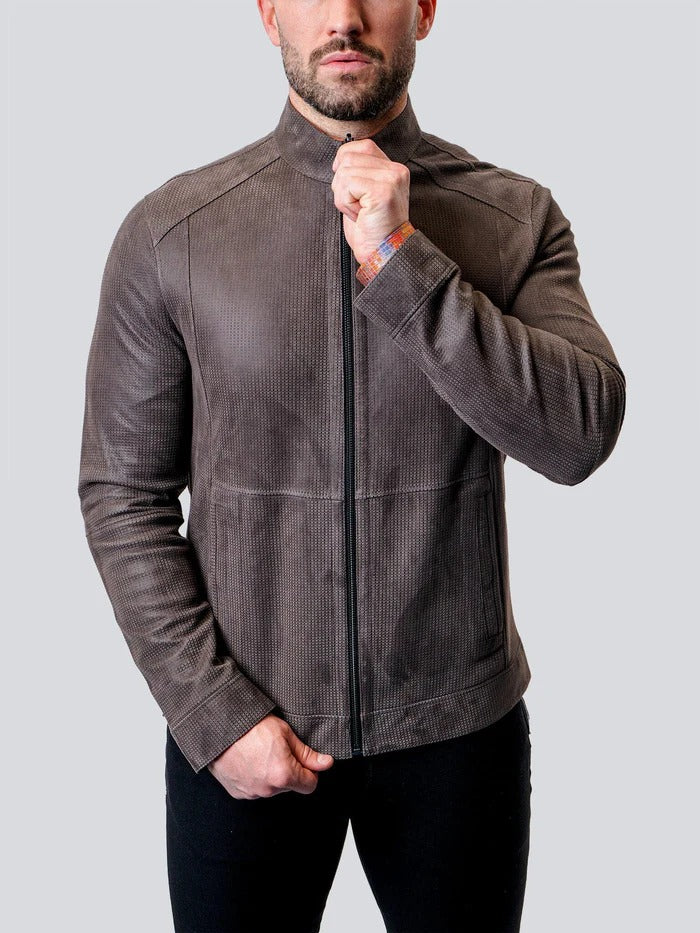 Maceoo Jacket | Leather Suededouble Grey