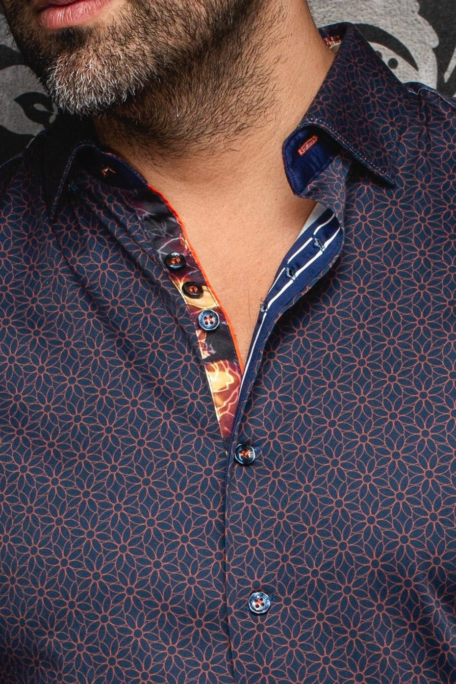 Au Noir Stretch Shirt | Nelumbo Navy Rust