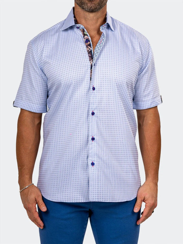 Maceoo Stretch Short-Sleeve Shirt | Galileo Marthyr0030 Blue