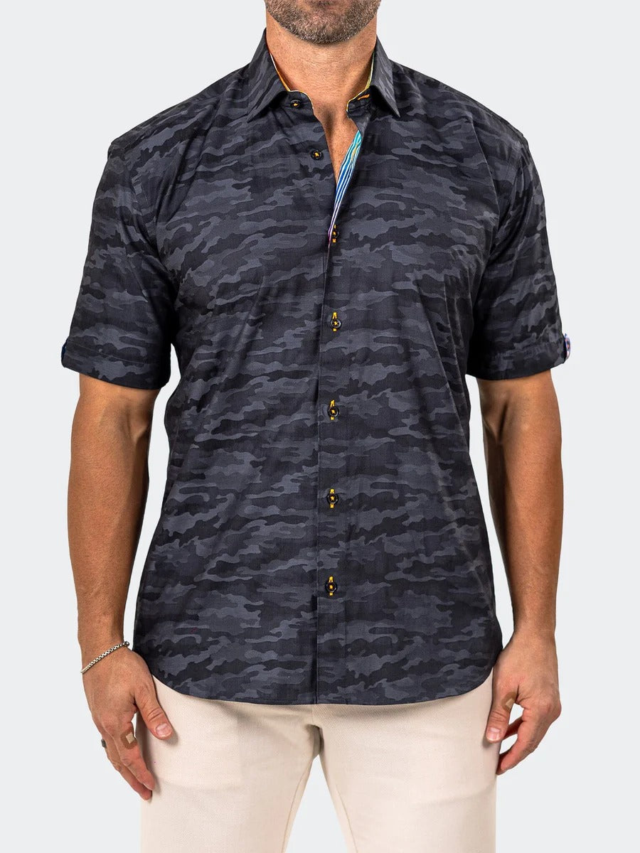 Maceoo Stretch Short-Sleeve Shirt | Galileo Marthyr0039 Black