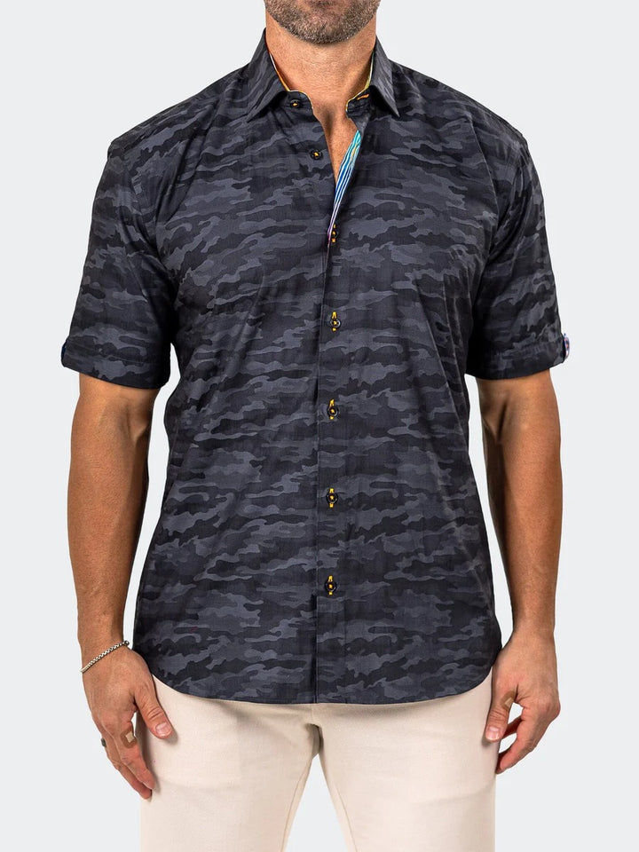 Maceoo Stretch Short-Sleeve Shirt | Galileo Marthyr0039 Black