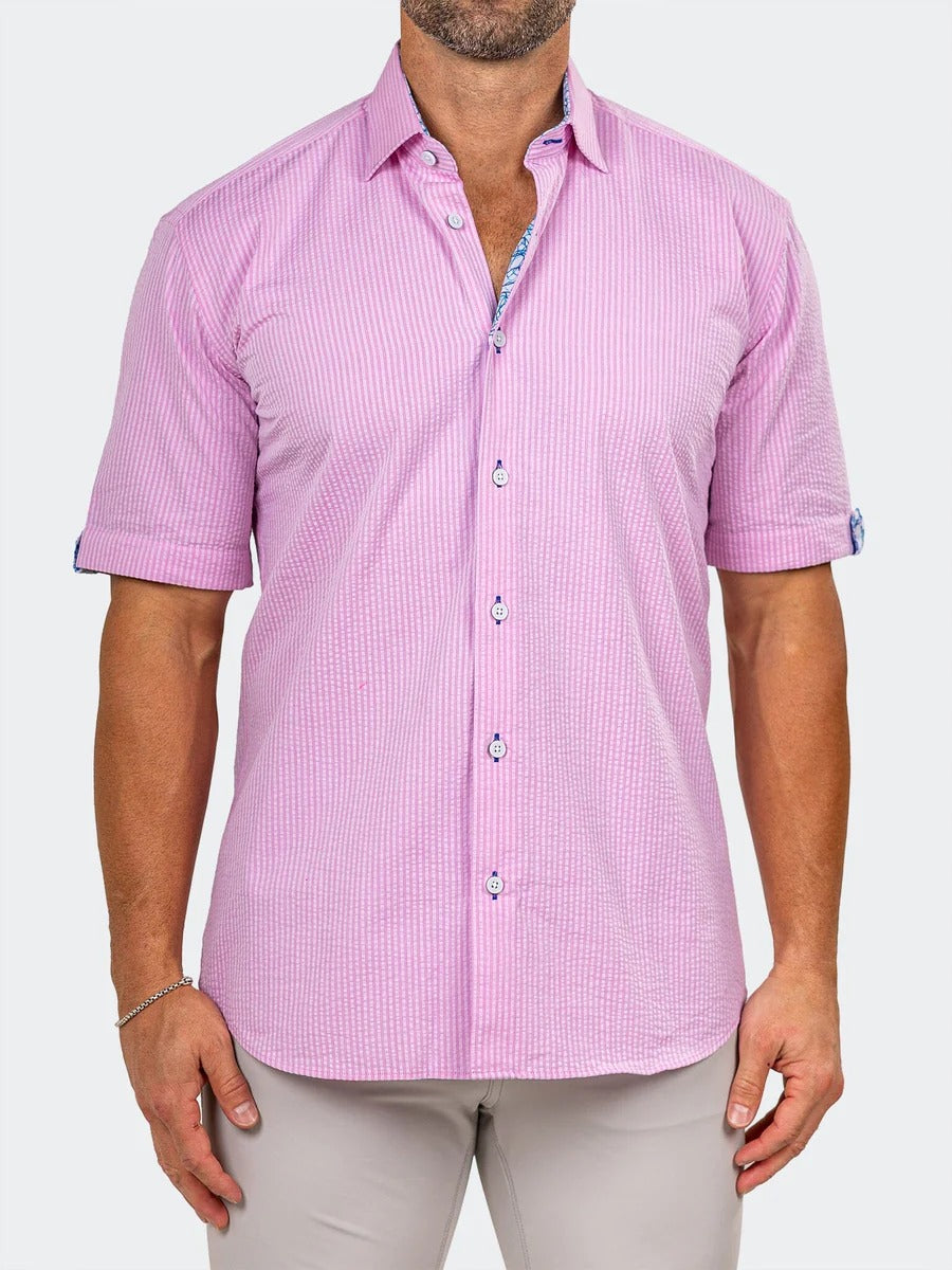 Maceoo Stretch Short-Sleeve Shirt | Galileo Marthyr0069 Pink
