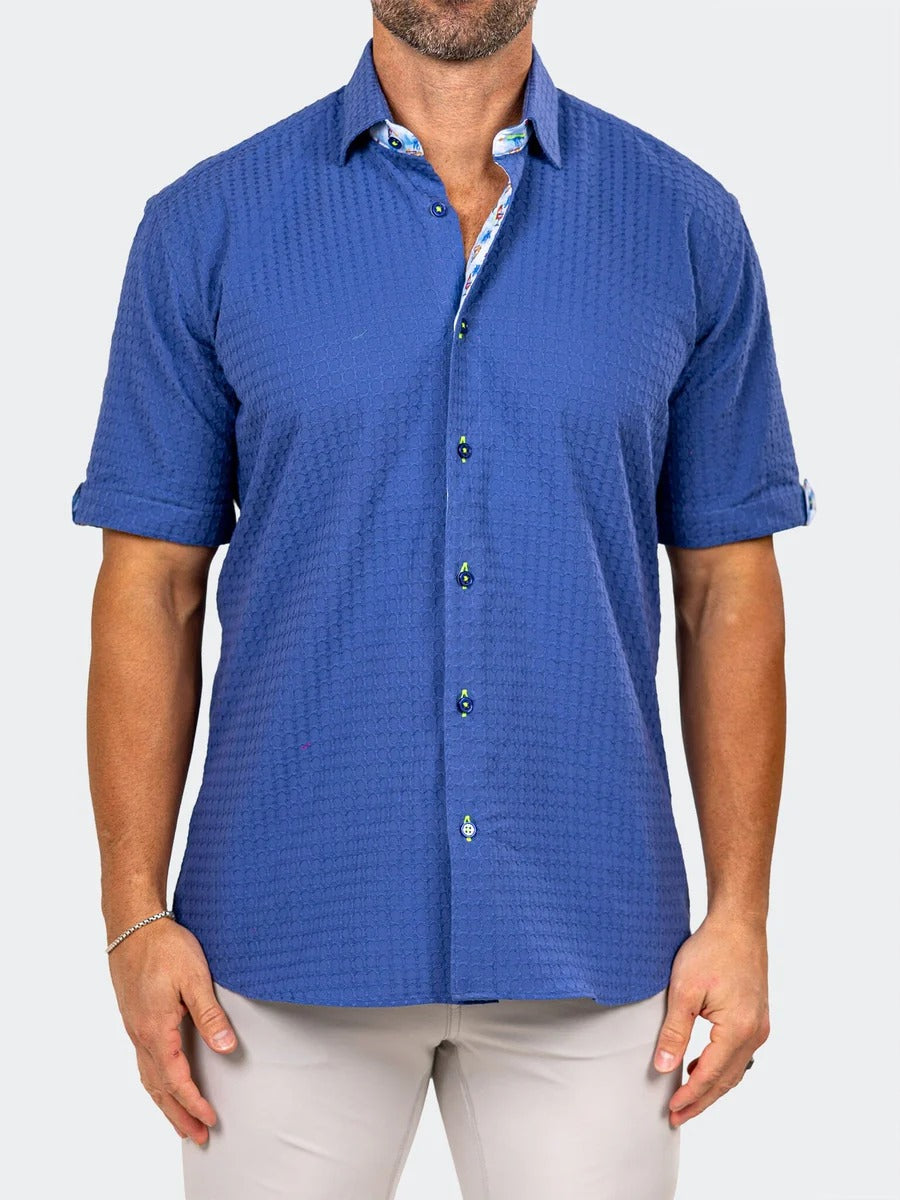 Maceoo Stretch Short-Sleeve Shirt | Galileo Marthyr0070 Blue