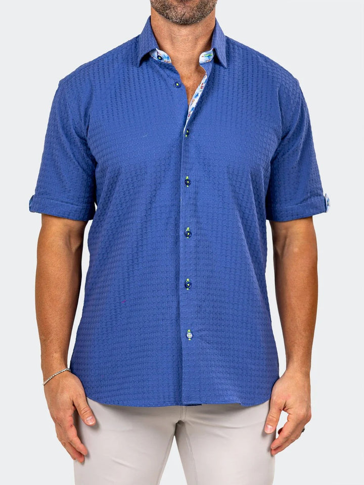 Maceoo Stretch Short-Sleeve Shirt | Galileo Marthyr0070 Blue