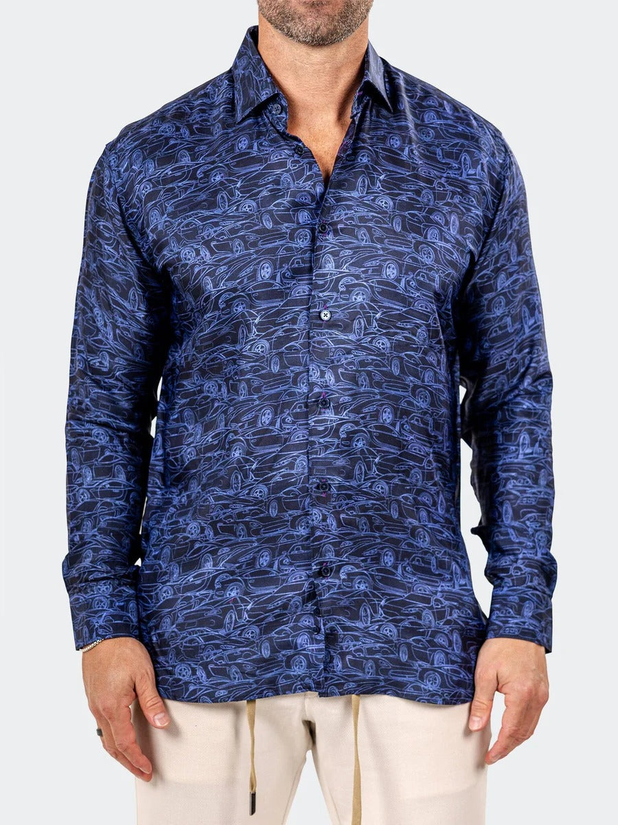 Maceoo Stretch Shirt | Fibonacci Marthyr0213 Blue
