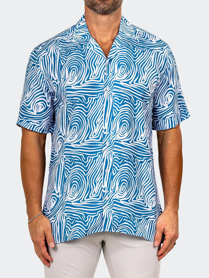 Maceoo Stretch Short-Sleeve Shirt | Apachi Marthyr Blue Shirt