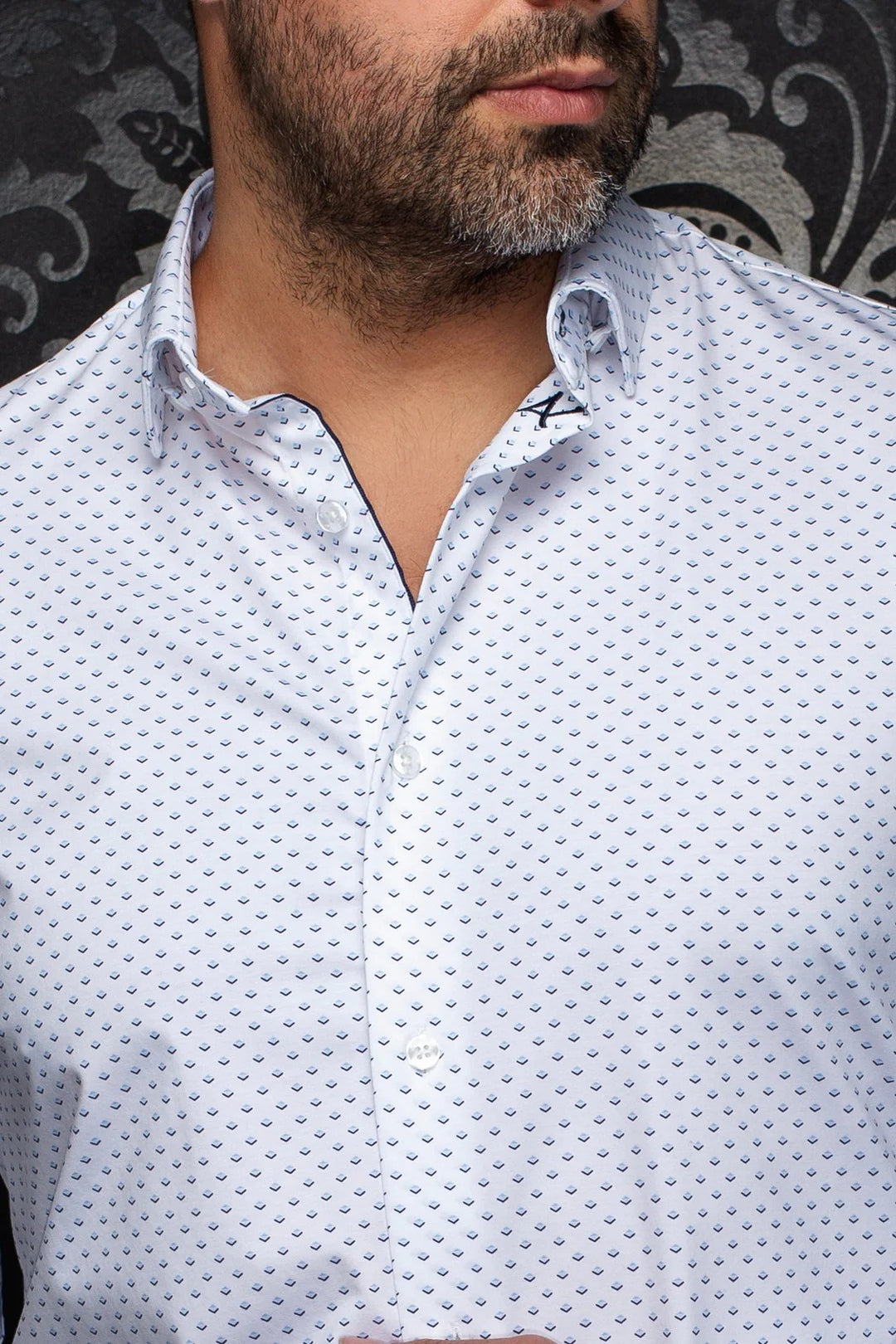 Au Noir Stretch Shirt | Alexander-Fan White and Light Blue