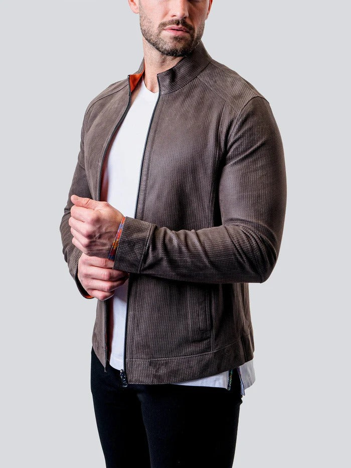 Maceoo Jacket | Leather Suededouble Grey