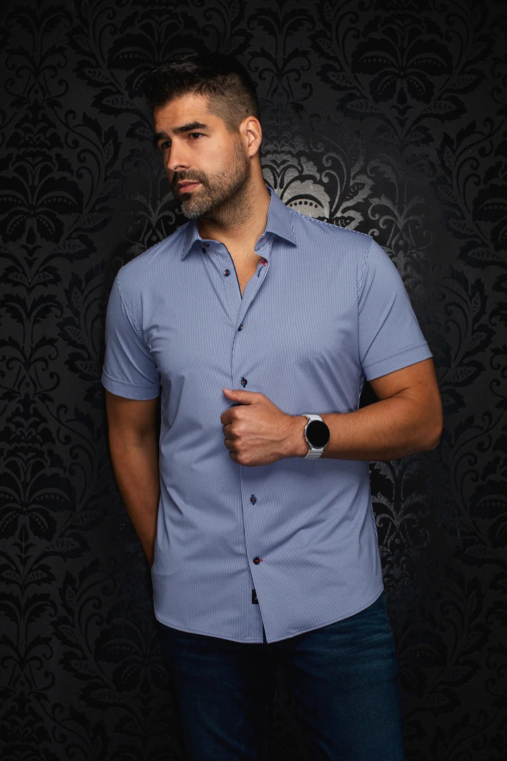 Au Noir Stretch Short Sleeve Shirt | Volta Navy