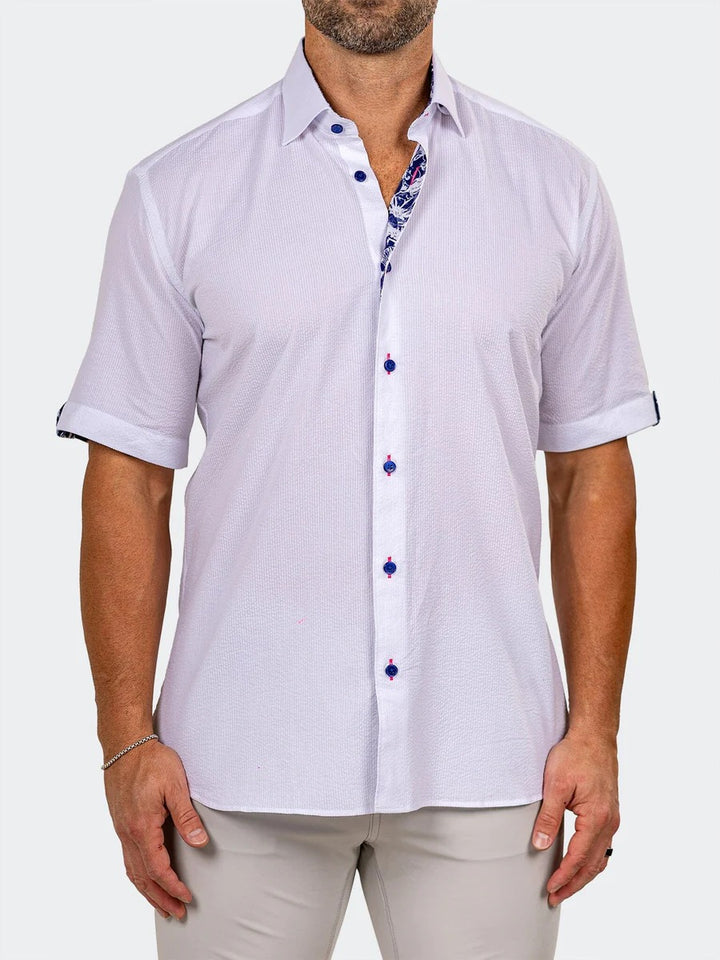 Maceoo Stretch Short-Sleeve Shirt | Galileo Marthyr0010 White