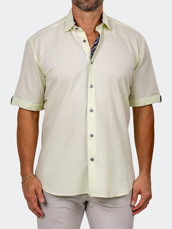 Maceoo Stretch Short-Sleeve Shirt | Galileo Marthyr0065 Yellow