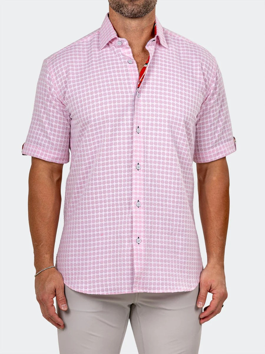 Maceoo Stretch Short-Sleeve Shirt | Galileo Marthyr0077 Pink