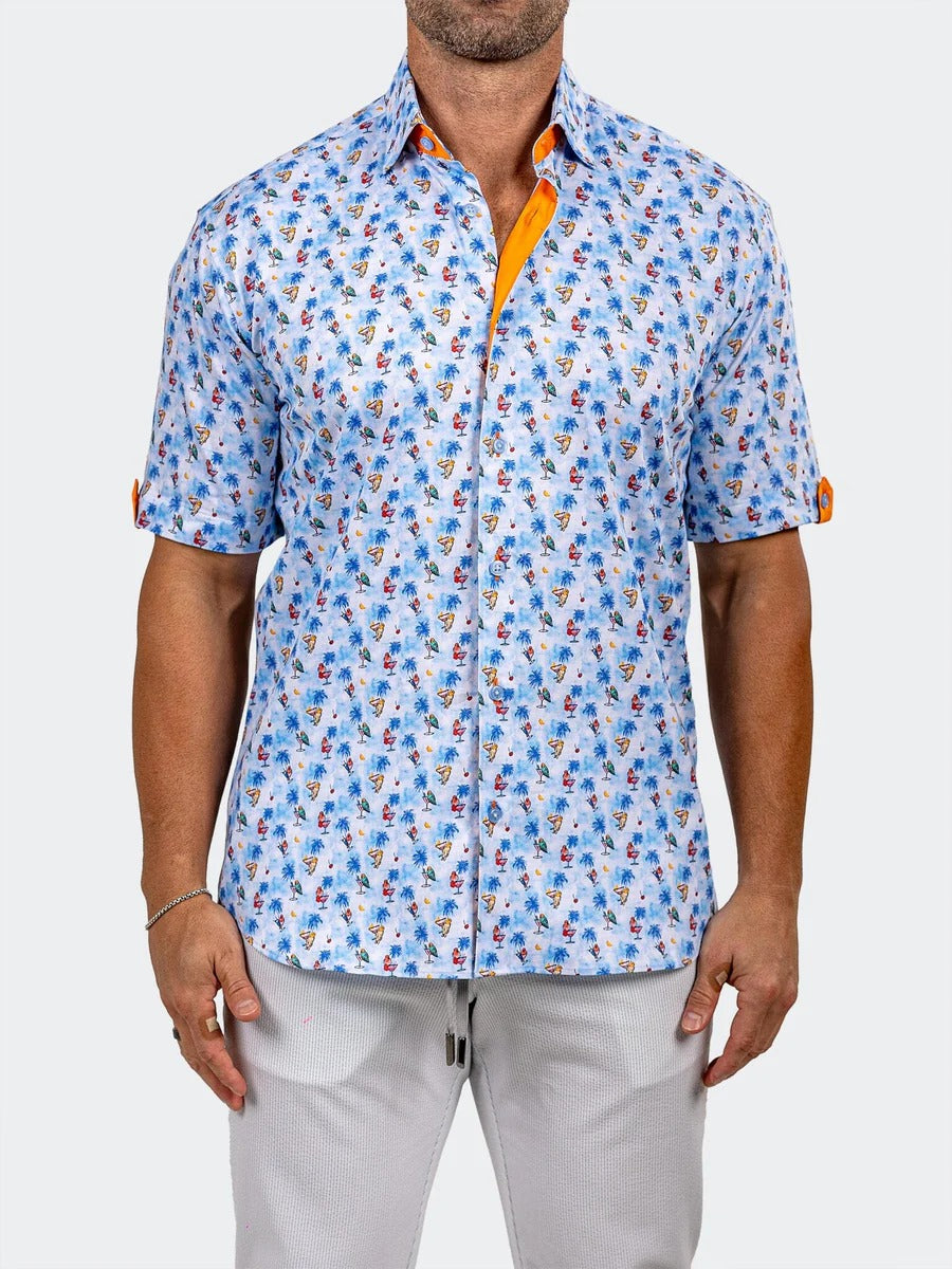 Maceoo Stretch Short-Sleeve Shirt | Galileo Marthyr0219 Blue