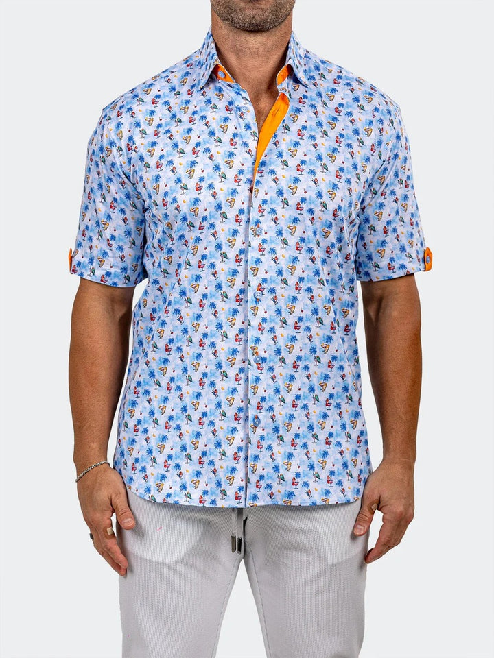 Maceoo Stretch Short-Sleeve Shirt | Galileo Marthyr0219 Blue