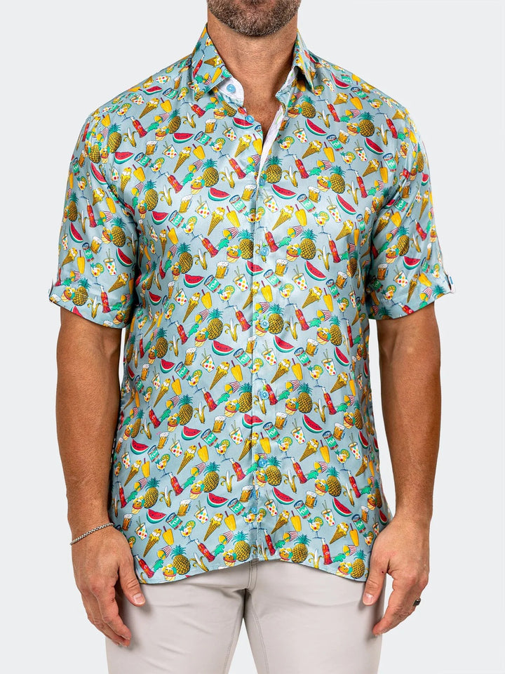 Maceoo Stretch Short-Sleeve Shirt | Galileo Marthyr0231 Blue