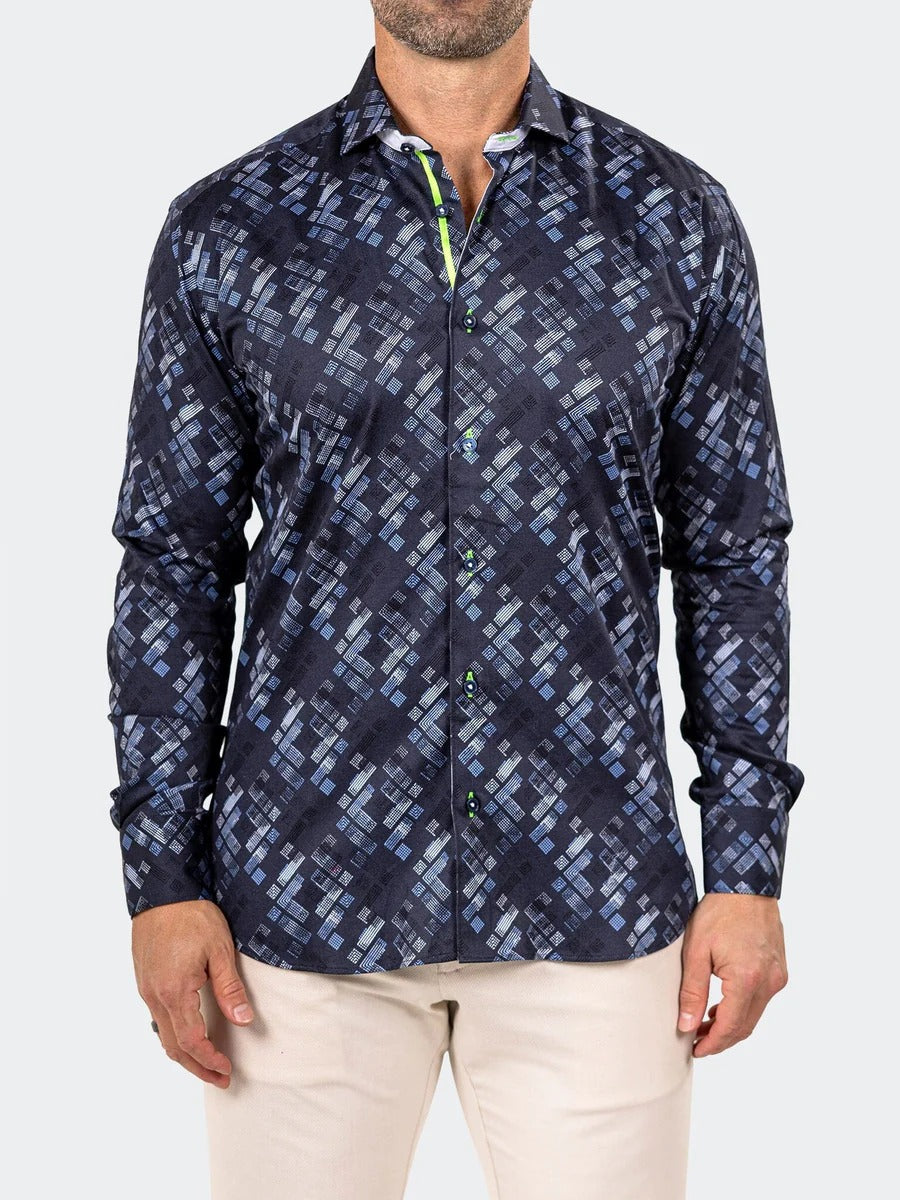 Maceoo Stretch Shirt | Eins Marthyr0293 Blue